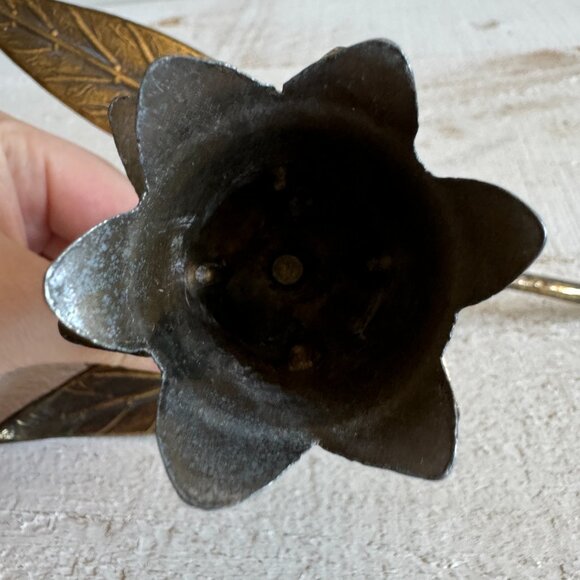JUST BASE - Vintage Brass Flower Ashtray Base for Removeable Petals - Picture 7 of 9